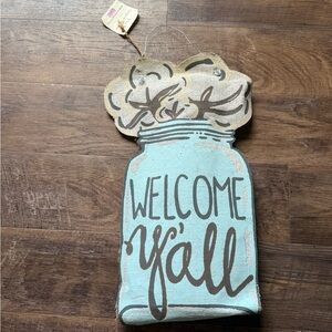 Glory Haus The Original Burlee Welcome Y’all Mason Jar Burlee Wall or Door Decor
